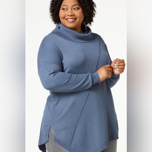 Cato Sweaters - Cato PLUS SIZE COWL TUNIC SWEATER CHINA BLUE VARIOUS SIZES AVAILABLE